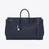 伊夫圣罗兰/Yves Saint laurent DUFFLE 48H SAC DE JOUR SOUPLE大号海军蓝粒纹真皮包