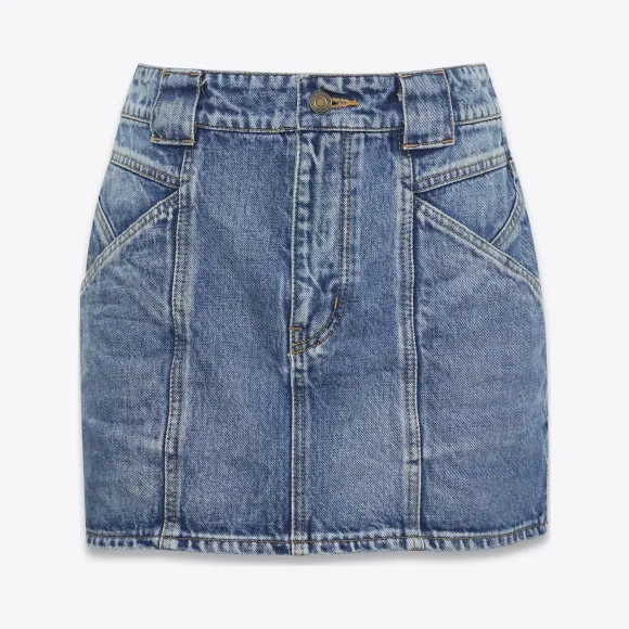 伊夫圣罗兰/Yves Saint laurent 迷你裙，褪色蓝色牛仔布 480703Y883L4064