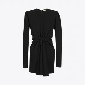 伊夫圣罗兰/Yves Saint laurent 黑色貂毛收腰长袖迷你裙 481429Y117W1000