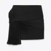 伊夫圣罗兰/Yves Saint laurent 迷你裙，黑色华达呢褶皱带 482965Y239W1000