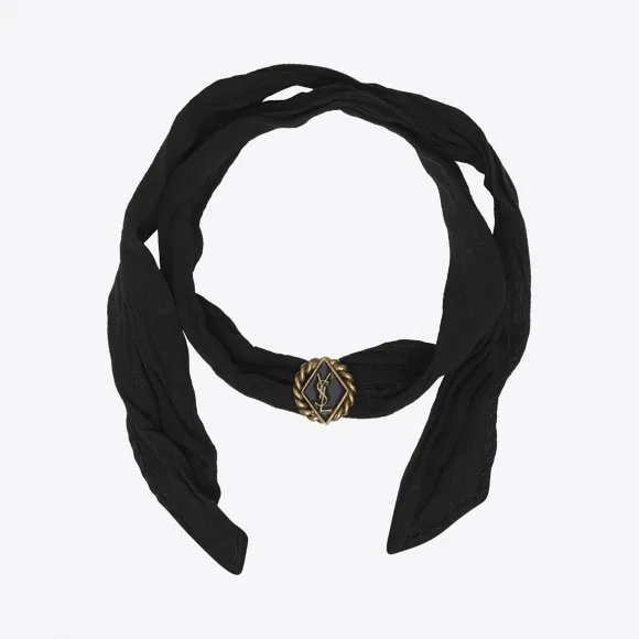 伊夫圣罗兰/Yves Saint laurent ARMY金色锡、黄铜、黑色珐琅及丝绸制编织环绕式手链 486027Y29S18