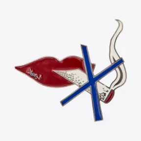 伊夫圣罗兰/Yves Saint laurent BOUCHE SAINT LAURENT做旧银色调黄铜与红色、蓝色和白色珐琅制