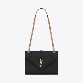 伊夫圣罗兰/Yves Saint laurent Envelope 中号黑色绗缝纹理真皮包 487206BOW911000