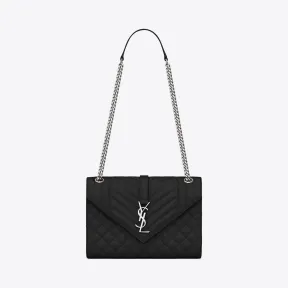 伊夫圣罗兰/Yves Saint laurent 中号绗缝织纹黑色皮革信封包 487206BOW921000