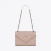 伊夫圣罗兰/Yves Saint laurent ENVELOPPE中号绗缝和纹理粉色真皮包 487206BOW926951