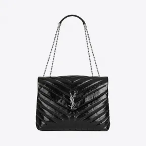 伊夫圣罗兰/Yves Saint laurent 中号LOULOU黑色“Y”字形拼接漆皮链条包 4872160AU161000