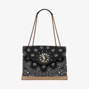 伊夫圣罗兰/Yves Saint laurent Loulou 中号班达那面料黄麻线布包 487216930471099