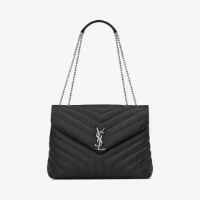 伊夫圣罗兰/Yves Saint laurent 中号LOULOU链条包采用石墨“Y”绗缝皮革制成 487216DV726114