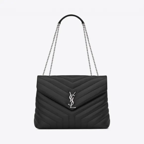 伊夫圣罗兰/Yves Saint laurent 中号LOULOU链条包采用石墨“Y”绗缝皮革制成 487216DV726114