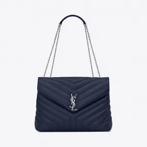 伊夫圣罗兰/Yves Saint laurent medium loulou chain bag in navy blue “y