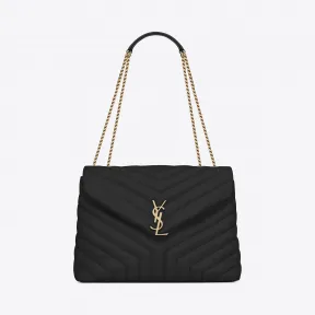 伊夫圣罗兰/Yves Saint laurent LOULOU中号黑色Y形绗缝真皮链条包  487216DV7271000