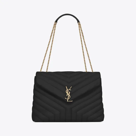 伊夫圣罗兰/Yves Saint laurent LOULOU中号黑色Y形绗缝真皮链条包  487216DV7271000