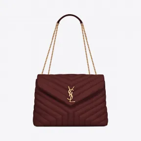 伊夫圣罗兰/Yves Saint laurent Loulou 中号深红色Y形绗缝真皮链条包 487216DV7276475