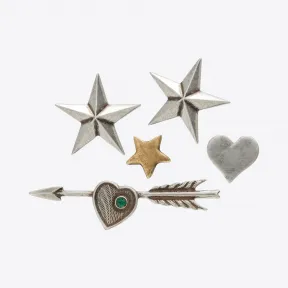 伊夫圣罗兰/Yves Saint laurent ARMY古银古金色调和绿水晶饰针5件套 488083Y15268169