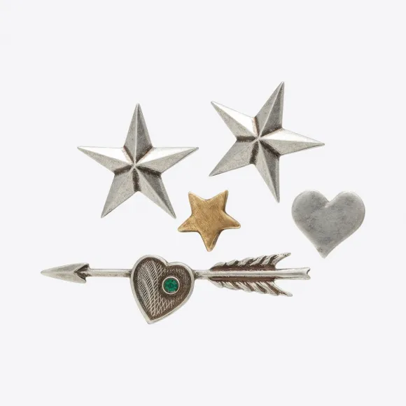 伊夫圣罗兰/Yves Saint laurent ARMY古银古金色调和绿水晶饰针5件套 488083Y15268169