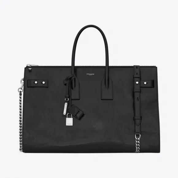 伊夫圣罗兰/Yves Saint laurent SOFT DAY BAG 36黑色moroder皮革行李包 4917140BB