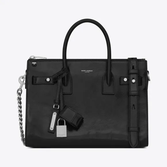 伊夫圣罗兰/Yves Saint laurent Baby DAY BAG SOFT黑色moroder皮革行李袋 4917150