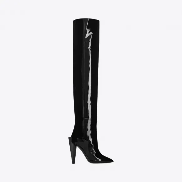 伊夫圣罗兰/Yves Saint laurent JODIE 105黑色漆皮靴 4928330DL001000