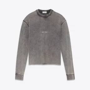 伊夫圣罗兰/Yves Saint laurent 水洗黑色起绒布短款运动衫，配有Saint Laurent方牌  497103Y