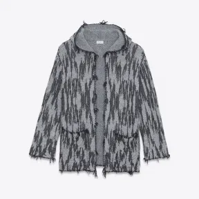 伊夫圣罗兰/Yves Saint laurent Baja开衫与ikat图案在黑色和白色提花 497295YA2NW9744