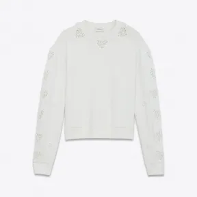 伊夫圣罗兰/Yves Saint laurent 这款米色羊毛刺绣钩针织宽松运动衫 498770Y2TC29007