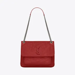 伊夫圣罗兰/Yves Saint laurent Niki  中号复古褶皱真皮包 4988940EN046805