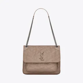 伊夫圣罗兰/Yves Saint laurent Niki  中号复古褶皱真皮包 4988940EN049943