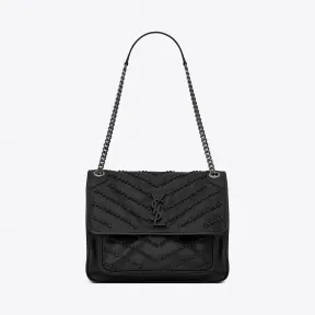 伊夫圣罗兰/Yves Saint laurent Niki 中号复古编织小牛皮包 4988940SCU41000