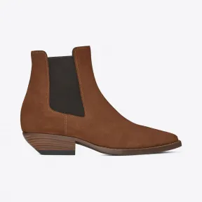 伊夫圣罗兰/Yves Saint laurent THEO 45切尔西脚踝靴采用焦糖绒面革制成 500243D5X002330