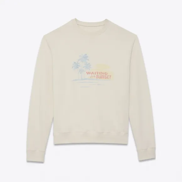 伊夫圣罗兰/Yves Saint laurent 这款SUNSET刺绣运动衫采用米白色棉质羊毛制成 500651YB2OG917