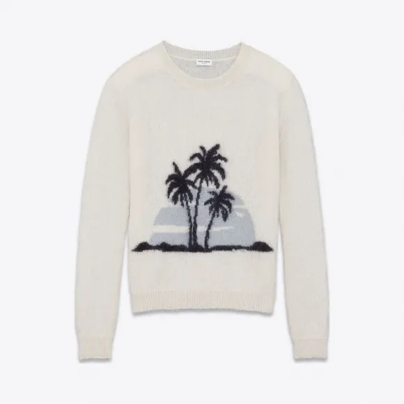 伊夫圣罗兰/Yves Saint laurent 这款SUNSET运动衫采用米白色和黑色马海毛制成 503020YA2OF901