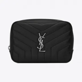 伊夫圣罗兰/Yves Saint laurent LOULOU黑色闪亮真皮化妆包，配有Y形绗缝 5046490J4061000