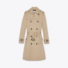 伊夫圣罗兰/Yves Saint laurent 沙色华达呢双排扣束腰风衣 507530Y039W9772