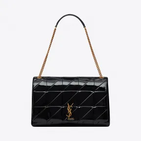 伊夫圣罗兰/Yves Saint laurent JAMIE 特大号黑色拼接漆皮包 5279400WZ471000