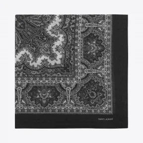 伊夫圣罗兰/Yves Saint laurent 黑白佩斯利印花人造棉大方巾 5326613Y6191078