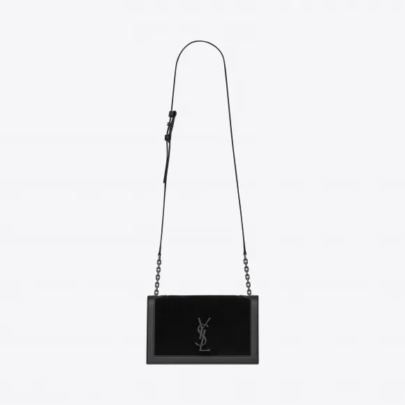 伊夫圣罗兰/Yves Saint laurent Book Bag 黑色真皮麂皮挎包 5327560UD4D1000