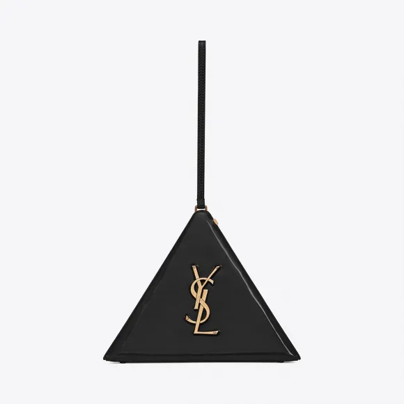 伊夫圣罗兰/Yves Saint laurent PYRAMIDE 黑色漆皮晚装包 5334690UF0W1000