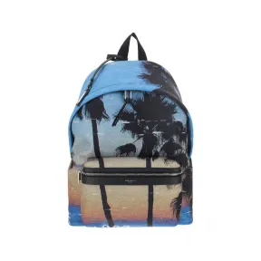 伊夫圣罗兰/Yves Saint laurent 蔚蓝/橙色/黑色 日落图案尼龙双肩包 534967FAAFP4383