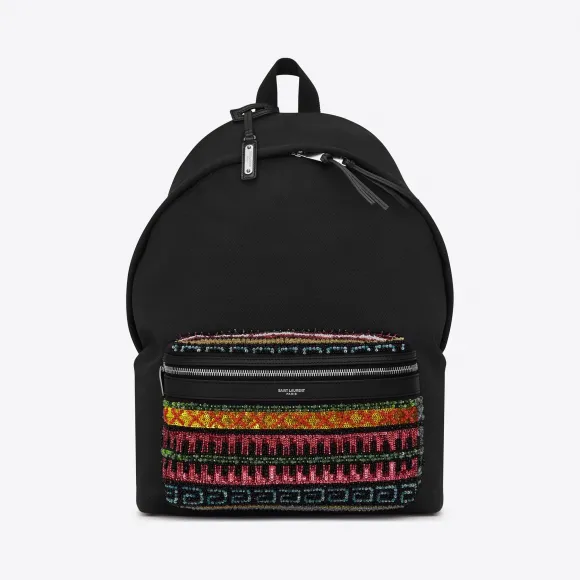 伊夫圣罗兰/Yves Saint laurent CITY canvas backpack with zig-zag embro
