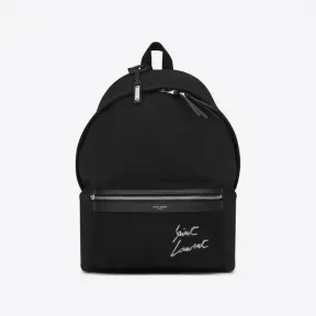 伊夫圣罗兰/Yves Saint laurent city黑色帆布背包，绣有圣罗兰标志 534968FAAVV1070