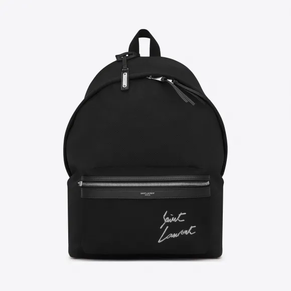 伊夫圣罗兰/Yves Saint laurent city黑色帆布背包，绣有saint laurent标志 534968GKQN