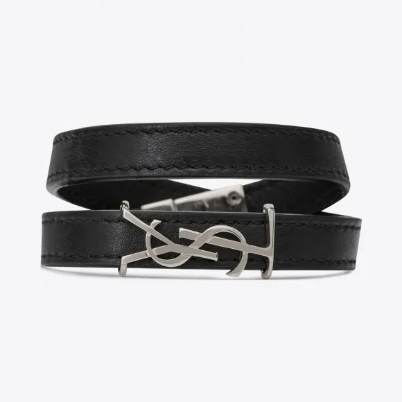 伊夫圣罗兰/Yves Saint laurent 女士 OPYUM皮革和银色金属双手链 536073BOO0E1000