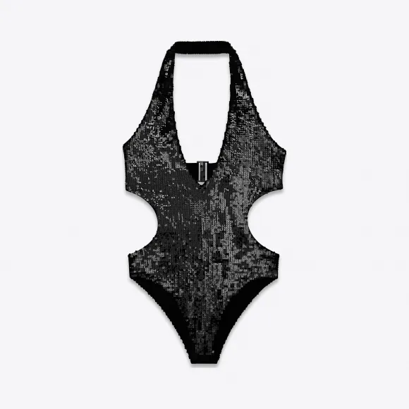 伊夫圣罗兰/Yves Saint laurent 通体亮片刺绣泳衣  558925Y146G1001