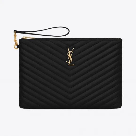 伊夫圣罗兰/Yves Saint laurent Monogram黑色绗缝真皮平板电脑包 559193CWU011000