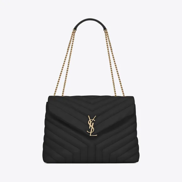 伊夫圣罗兰/Yves Saint laurent 女士 loulou中号黑色y形绗缝真皮链条包  574946DV7271000