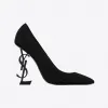 伊夫圣罗兰/Yves Saint laurent opyum黑色鞋跟绒面材质和仿水晶高跟鞋 578947AAA4Z1012