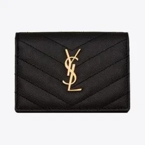 伊夫圣罗兰/Yves Saint laurent monogram 绗缝粒纹压花皮革名片夹 596323BOWA11000