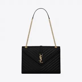 伊夫圣罗兰/Yves Saint laurent large缝粒面压纹皮革大号信封包