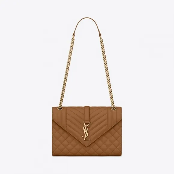 伊夫圣罗兰/Yves Saint laurent 中号绗缝粒面压印皮革信封包 600185BOW912516