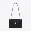 伊夫圣罗兰/Yves Saint laurent 中号绗缝织纹黑色皮革信封包